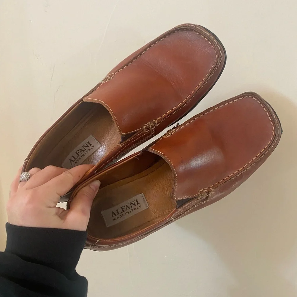 Alfani | Shoes | Alfani Made In Italy Brown Leather Loafers  display picture 3